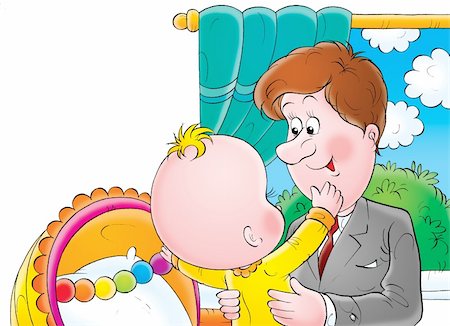 funny cartoons father and daughter - Isolated clip-art / children’s book illustration for your design Stock Photo - Budget Royalty-Free & Subscription, Code: 400-04587306