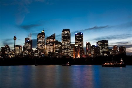 sydney night lights - Sydney Harbour near sunset. Stock Photo - Budget Royalty-Free & Subscription, Code: 400-04587810