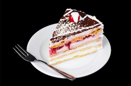 simsearch:400-04854651,k - piece of fancy cake with cherry on top Fotografie stock - Microstock e Abbonamento, Codice: 400-04587905