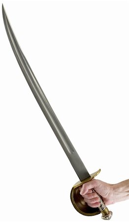sabre - Ancient saber on male hand on the white background Stock Photo - Budget Royalty-Free & Subscription, Code: 400-04587900