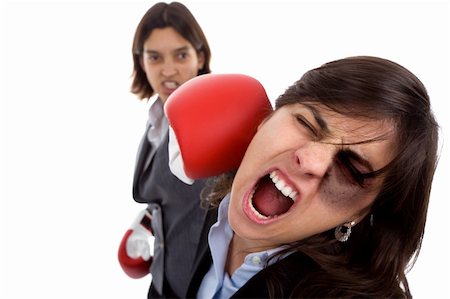 simsearch:400-04006067,k - Two businesswoman with boxing gloves fighting. isolated on white background. Foto de stock - Super Valor sin royalties y Suscripción, Código: 400-04588637