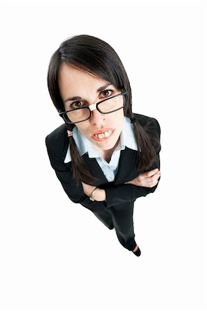 frustrated businesswoman isolated on white background. High angle view Stock Photo - Budget Royalty-Free & Subscription, Code: 400-04588739