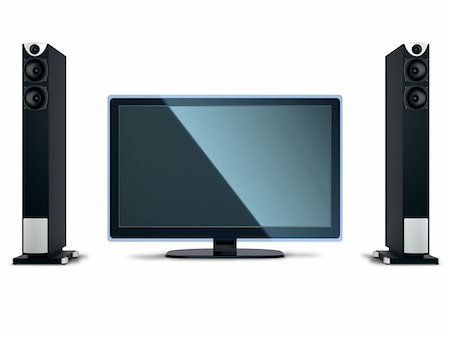 3d image of the TV with the speakers on a white background Photographie de stock - Aubaine LD & Abonnement, Code: 400-04588778