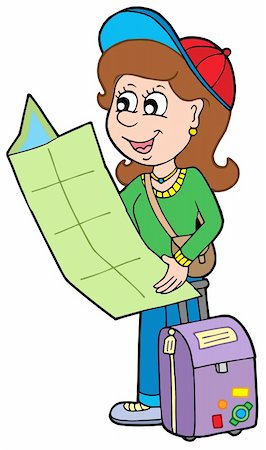 Cartoon girl traveller - vector illustration. Stock Photo - Budget Royalty-Free & Subscription, Code: 400-04589545