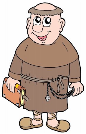 Cartoon monk on white background - vector illustration. Stock Photo - Budget Royalty-Free & Subscription, Code: 400-04589546