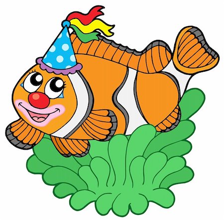 Cartoon clownfish in anemone - vector illustration. Foto de stock - Super Valor sin royalties y Suscripción, Código: 400-04589543