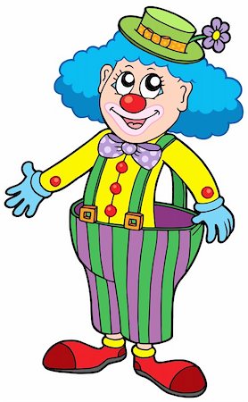 simsearch:400-04608129,k - Funny clown in big pants - vector illustration. Foto de stock - Super Valor sin royalties y Suscripción, Código: 400-04589550