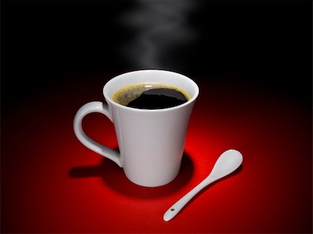simsearch:400-04172155,k - A cup of hot and tasty coffee and a spoon aside, together in a relaxing mood. Foto de stock - Super Valor sin royalties y Suscripción, Código: 400-04589591