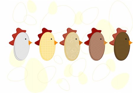 simsearch:400-04578495,k - various patterned chickens in egg shapes Foto de stock - Super Valor sin royalties y Suscripción, Código: 400-04589626