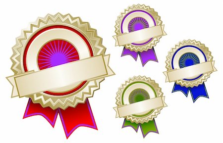 Set of Four Colorful Emblem Seals With Ribbons Ready for Your Own Text. Stock Photo - Budget Royalty-Free & Subscription, Code: 400-04589754