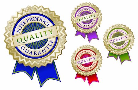 simsearch:400-04375327,k - Set of Four Colorful Quality Elite Product Guarantee Emblem Seals With Ribbons. Stock Photo - Budget Royalty-Free & Subscription, Code: 400-04589756