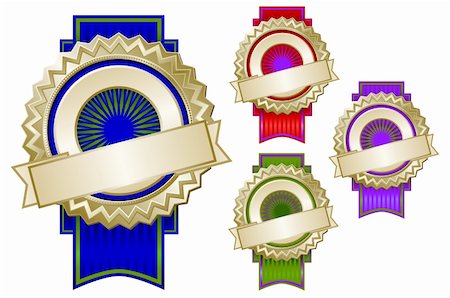 Set of Four Colorful Emblem Seals With Ribbons Ready for Your Own Text. Stock Photo - Budget Royalty-Free & Subscription, Code: 400-04589752