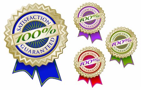 simsearch:400-04375327,k - Set of Four Colorful 100% Satisfaction Guarantee Emblem Seals With Ribbons. Stock Photo - Budget Royalty-Free & Subscription, Code: 400-04589763