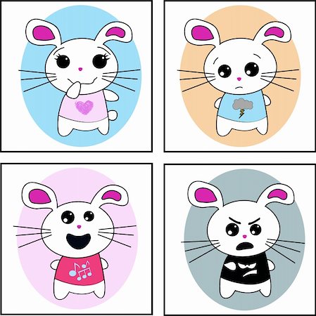 Four different bunnies vector illustration Stock Photo - Budget Royalty-Free & Subscription, Code: 400-04580243