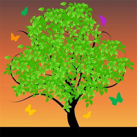 simsearch:400-06199703,k - Abstract tree with green leafs vector illustration Foto de stock - Super Valor sin royalties y Suscripción, Código: 400-04580349
