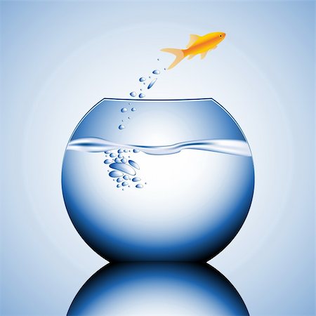 goldfish jumping out of the water vector illustration Stock Photo - Budget Royalty-Free & Subscription, Code: 400-04580444