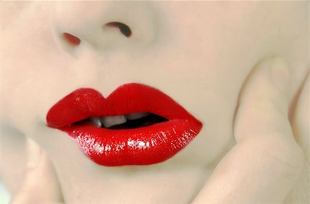 woman sensual mouth red lipstick Stock Photo - Budget Royalty-Free & Subscription, Code: 400-04580754