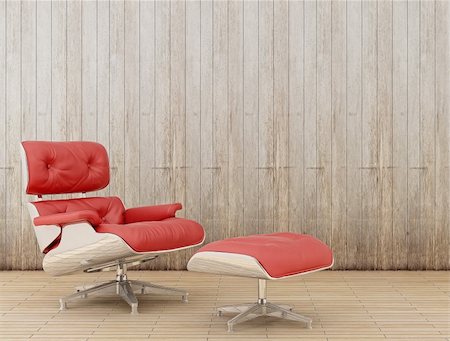 red cushion on a sofa - Green armchair in a wooden room Stock Photo - Budget Royalty-Free & Subscription, Code: 400-04580750