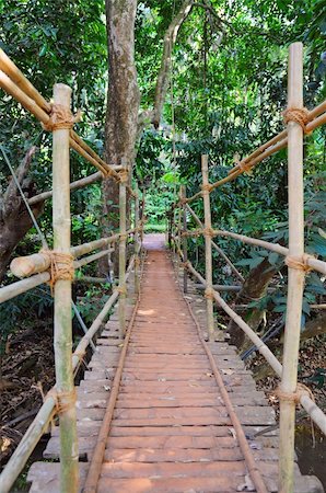 Indiana Johns's style hanging bridge made of bamboo and ropes Photographie de stock - Aubaine LD & Abonnement, Code: 400-04580800