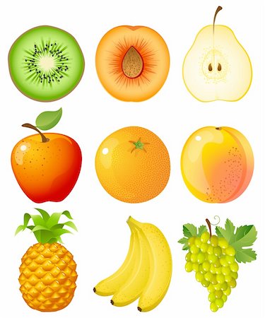 pineapple leaves - Vector illustration - set of fruits Photographie de stock - Aubaine LD & Abonnement, Code: 400-04580820