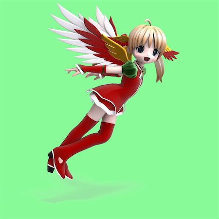 simsearch:400-05130767,k - cute manga angel in festive clothing. With Clipping Path Stock Photo - Budget Royalty-Free & Subscription, Code: 400-04581060