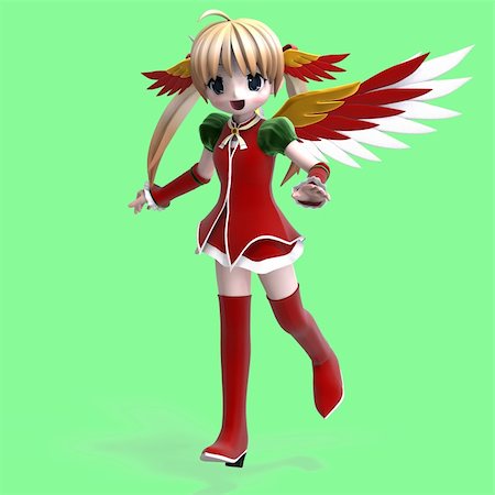 simsearch:400-05130767,k - cute manga angel in festive clothing. With Clipping Path Stock Photo - Budget Royalty-Free & Subscription, Code: 400-04581062