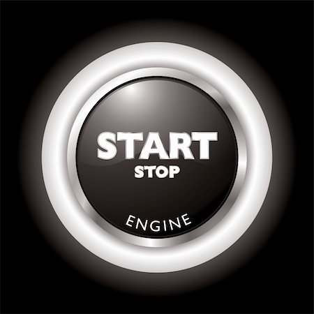switch symbol - Press to start stop the engine in black and white Stock Photo - Budget Royalty-Free & Subscription, Code: 400-04581513