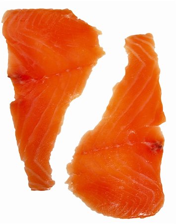 two smoked Salmon fish slices over white Foto de stock - Royalty-Free Super Valor e Assinatura, Número: 400-04581916