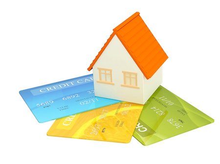 simsearch:400-07032988,k - House and credit cards Stock Photo - Budget Royalty-Free & Subscription, Code: 400-04583156