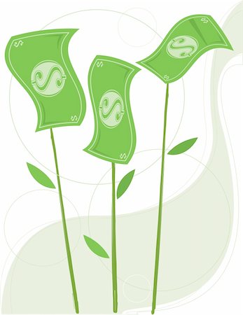 paper falling - Money growing from stems like flowers Stock Photo - Budget Royalty-Free & Subscription, Code: 400-04583415