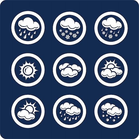 sun rain wind cloudy - Weather 9 vector icons (set 7, part 1) Stock Photo - Budget Royalty-Free & Subscription, Code: 400-04583526