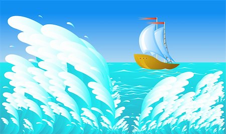 painting a ship - Sailing ship, wave, eps 8 format Stock Photo - Budget Royalty-Free & Subscription, Code: 400-04583686