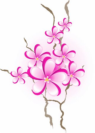 elegant swirl vector accents - Floral design element, branch with pink flowers Stock Photo - Budget Royalty-Free & Subscription, Code: 400-04583697