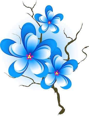 elegant swirl vector accents - Floral design element, branch with blue flowers Stock Photo - Budget Royalty-Free & Subscription, Code: 400-04583699