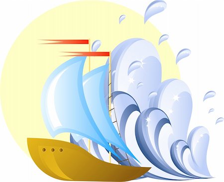 stormy sea boat - Ship and wave, design element, eps 8 format Foto de stock - Super Valor sin royalties y Suscripción, Código: 400-04583691