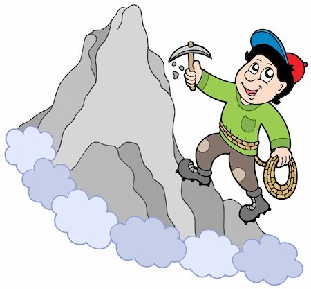 Rock climber on mountain - vector illustration. Stock Photo - Budget Royalty-Free & Subscription, Code: 400-04594001