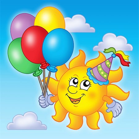 Party sun on sky - color illustration. Stock Photo - Budget Royalty-Free & Subscription, Code: 400-04594042
