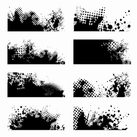 simsearch:400-05153010,k - Black ink grunge with halftone dot and eight variations Photographie de stock - Aubaine LD & Abonnement, Code: 400-04594312