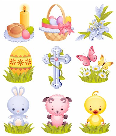 Vector illustration - Easter icon set Stock Photo - Budget Royalty-Free & Subscription, Code: 400-04594346