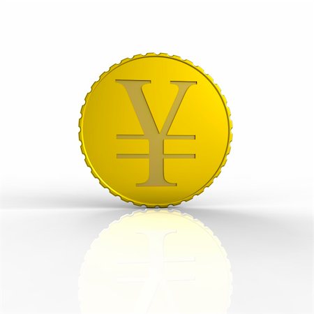 3d rendered gold yen coin on a white background. 4000x3000 pixels. Stockbilder - Microstock & Abonnement, Bildnummer: 400-04594429