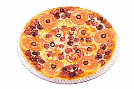 simsearch:400-04302812,k - The top view on the Sausage Pizza Fotografie stock - Microstock e Abbonamento, Codice: 400-04594684