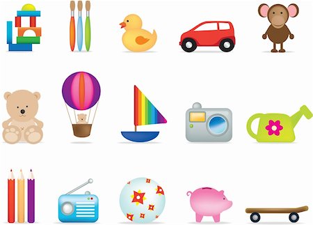 A set of 15 vector toy illustrations for under fives Stock Photo - Budget Royalty-Free & Subscription, Code: 400-04595223