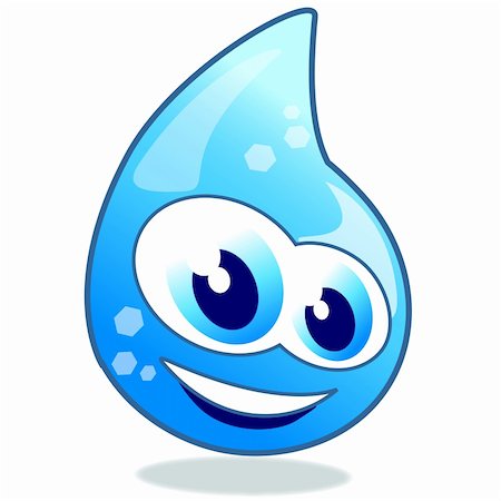 Easy adjustable Adobe Illustrator EPS file.   Funny cartoon of a drop of water Foto de stock - Super Valor sin royalties y Suscripción, Código: 400-04595533