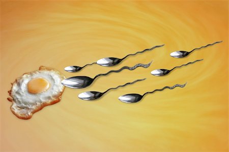 simsearch:400-03952161,k - Concept of reproduction, with sperm swimming toward the egg,modified in Photoshop CS2 Stock Photo - Budget Royalty-Free & Subscription, Code: 400-04596275