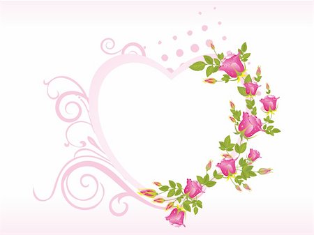 simsearch:400-04600780,k - pretty pink heart shape frames with rose Stock Photo - Budget Royalty-Free & Subscription, Code: 400-04596379