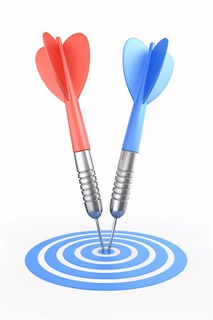 simsearch:400-04600472,k - 3d rendering of darts hitting the target Fotografie stock - Microstock e Abbonamento, Codice: 400-04596577