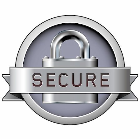 simsearch:400-08572391,k - Secure badge with padlock in stainless steel vector Photographie de stock - Aubaine LD & Abonnement, Code: 400-04596609