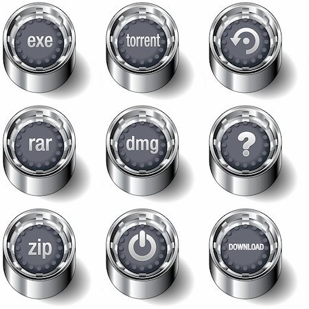 Internet download icons on modern rubber vector button set Stock Photo - Budget Royalty-Free & Subscription, Code: 400-04596614