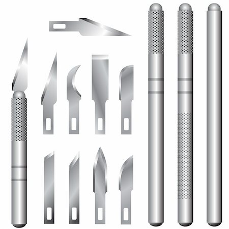 Detailed vector illustration of hobby and utility knife handles and blades. Photographie de stock - Aubaine LD & Abonnement, Code: 400-04596762