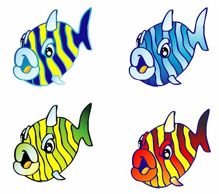 simsearch:400-04672226,k - A set of funny cartoon fishes Photographie de stock - Aubaine LD & Abonnement, Code: 400-04596879